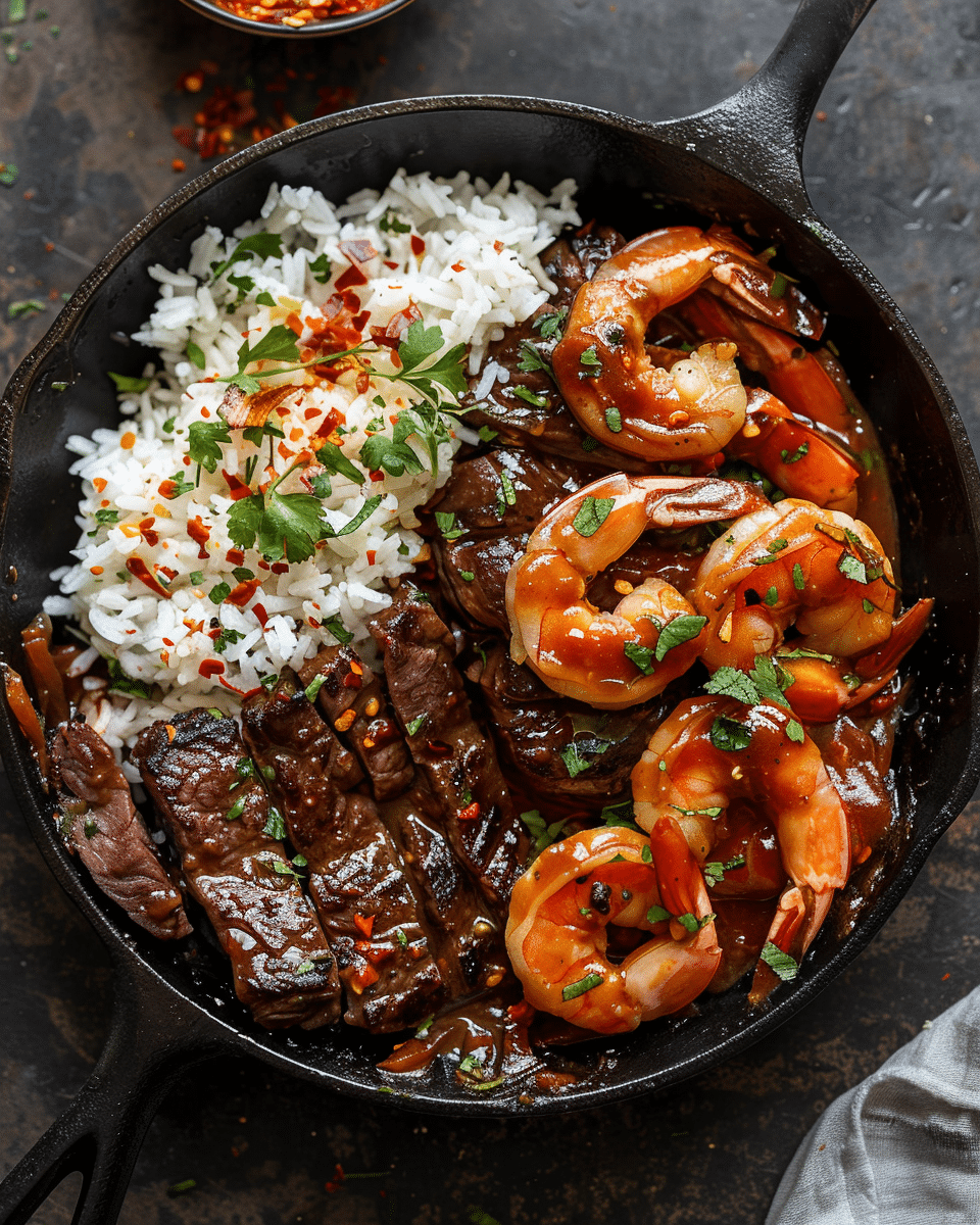The Best 15-Minute Firecracker Steak And Shrimp For Busy Nights